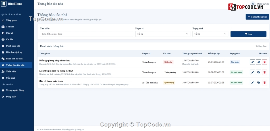 Website quản lý,chung cư,quản lý chung cư